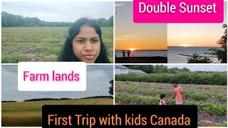 First Trip with baby|Canada Tamil|Double Sunset|Canada Farm lands| Strawberry picking|கனடா விவசாயம்