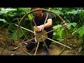 a man making bushcraft on an old tree asmr timelapse start to finish