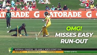 Muneeba Ali has a brain fade moment as she misses out on an easy run out