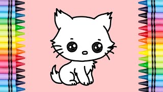 How to draw a cute Kitten easy | easy drawings