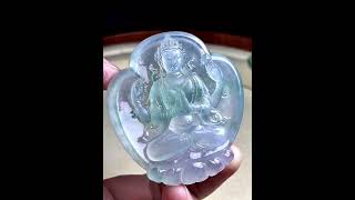 翡翠吊墜丨高冰翡翠觀音，高冰木那飄花四臂觀音。  #翡翠#jade#翡翠吊墜#翡翠掛件 ​​​#翡翠雕刻