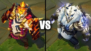 Inkshadow Volibear vs Duality Dragon Volibear Skins Comparison (League of Legends)