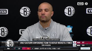 Head Coach Jordi Fernández after the Nets' win over the Rockets