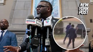 Chicago Mayor Brandon Johnson runs from reporters asking about alleged cop killer: video