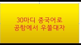 30마디 중국어로 중국공항에서 우쭐대자 ------병음도 있고 해석도 있어요^^