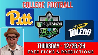 College Football Free Pick - Pittsburgh vs Toledo - Thursday 12/26/24 | Picks And Parlays