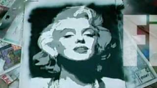 multi-layer stencil art tutorial Marilyn Monroe.