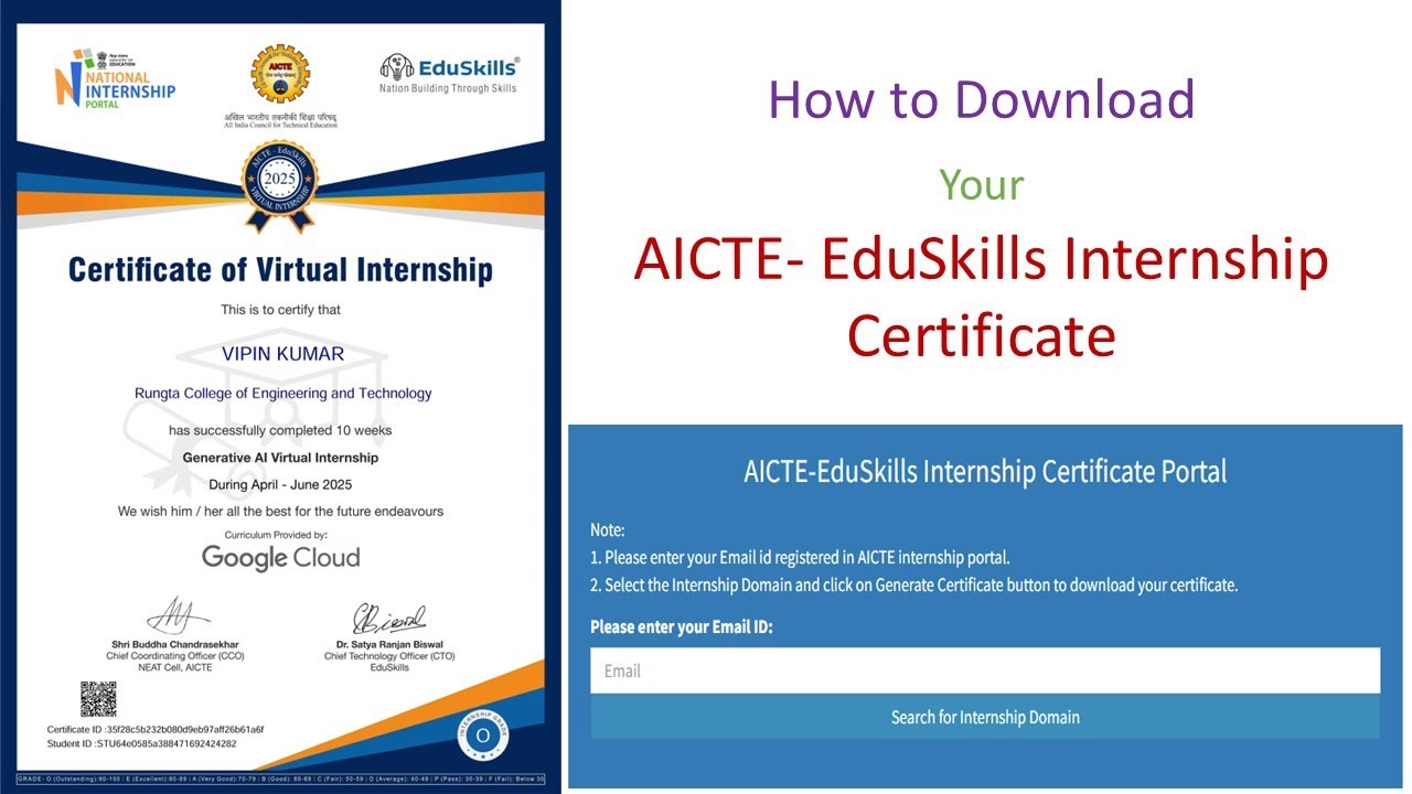 рџћ How To Download Aicte Eduskills Internship Certificate Step By Step