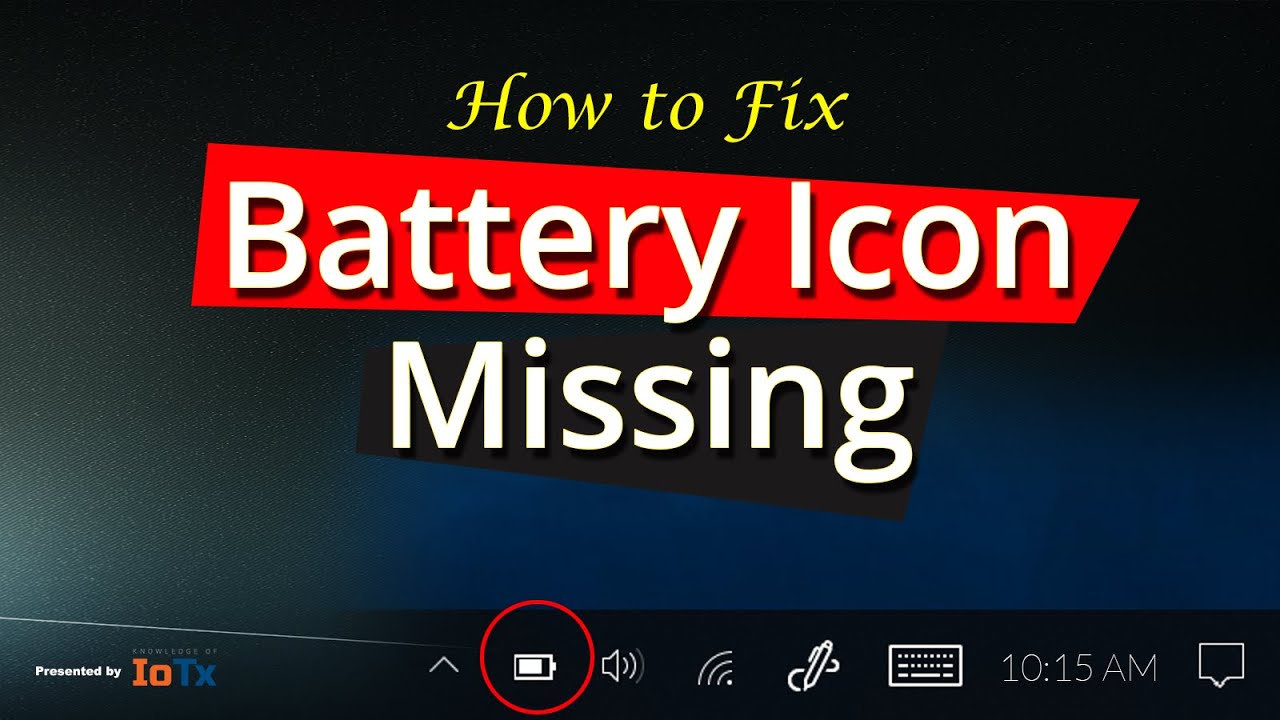 How To Restore A Missing Battery Icon On Windows 10 - YouTube