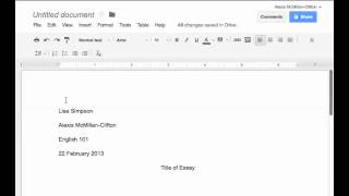 Inserting MLA header & page number in Google Docs