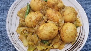 বাঁধাকপি দিয়ে ডিমের ভুনা । Egg Curry with Cabbage