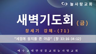 [부천늘사랑교회] 23.05.19 | 새벽기도회 | 세겜에 둥지를 튼 야곱 | 창 33:16-34:12 | 창세기 강해-(71) | 강명국 목사