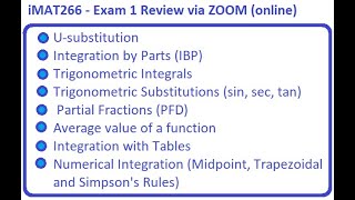 iMAT266 - Exam 1 Review via ZOOM (online)