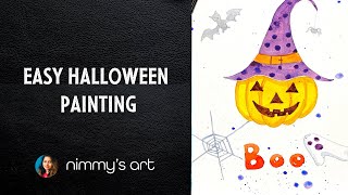 How To Draw - Easy Halloween Painting for Kids | Watercolors | Step by step tutorial