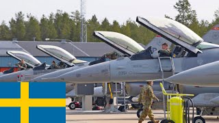 Sweden. F-16 Fighting Falcon and JAS 39 Gripen fighters in joint exercises.