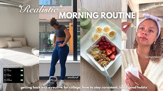 College Morning Routine | staying consistent, building habits, productive, upper body workout etc.