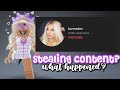 what happened to @luvmelon (roblox drama/stealing content)