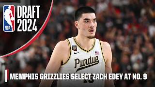 The Memphis Grizzlies select Zach Edey with the No. 9 pick in the 2024 NBA Draft | NBA on ESPN