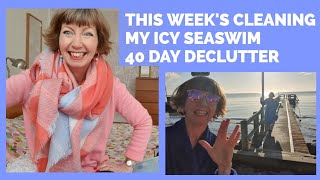 This week's cleaning missions (Flylady zone 5 and 1), my icy morning seaswim, 34 of 40 Day Declutter