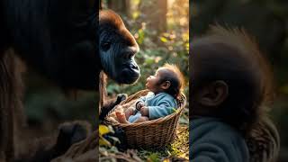 A very ambiguous scene #funnyanimal #funny #beauty  #pets  #gorilla #cute #monkey #chimpanzee