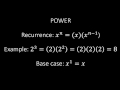 Recursive power function in Python. A simple and easy to code example of recursion.