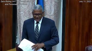 Hon. Bradley Felix debates amendment to Zero-Rate VAT for Construction and Personal Care Items