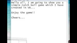 A simple Catch Ball game created using Visual Basic