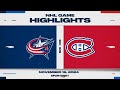 NHL Highlights | Canadiens vs. Blue Jackets - November 16th, 2024