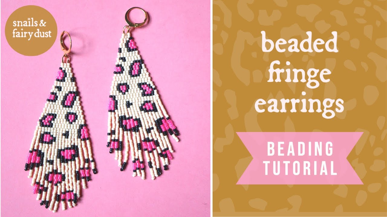 Beaded Fringe Earring Tutorial For Beginners With Leopard Print Design ...