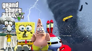 SPONGEBOB CREW SURVIVAL - TORNADO DESTROYS LOS SANTOS - GTA 5 END OF LOS SANTOS MOD