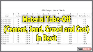 Material TakeOff (Cement, Sand, Gravel and Cost) in Revit