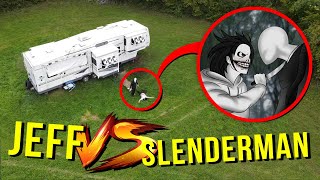 DRONE CATCHES JEFF THE KILLER AND SLENDERMAN AT ABANDONED TRAILER PARK!! (SCARY)