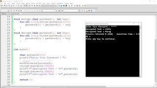 Encrypt and Decrypt Password with Key in C Programming