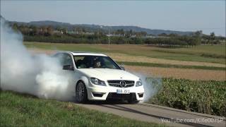 Mercedes C63 AMG Extreme burnout, revs \u0026 lovely sounds 1080p