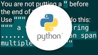 python: SyntaxError: EOL while scanning string literal