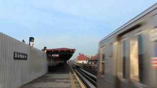 BMT Subway: R160 (N) and (Q) Trains at 39th Ave