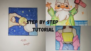 Step by step tutorial of each drawing