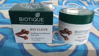 Biotique face pack for oily skin review/ Bio Clove anti blemish face pack for oily acne prone skin