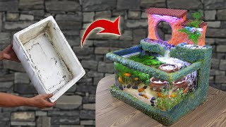 Amazing Ideas - Tips for Making Waterfall Aquariums from Cement and Styrofoam Box