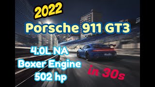 [他國事務] 2022 Porsche 911 GT3 in 30s | 4.0L NA Boxer Engine 502 hp | 看原廠如何用短短30秒影片展現她最迷人的魅力！