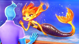 Ember and Wade from ELEMENTAL have Children! Ember Become MERMAID! Fire vs Water