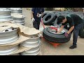 Assembly of wheels and tires #truck wheel #truck wheel factory #truck rim