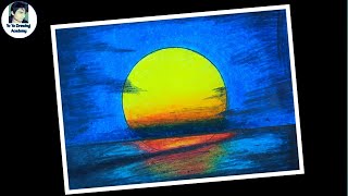 How to Draw Scenery of Sunset with oil pastels - step by step/ Beautiful Scenery Drawing  #Shorts