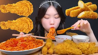 ASMR Mukbang | Explosive Texture: Crispy Chicken Drumsticks, Fried Fish Sticks, Spaghetti Bolognese