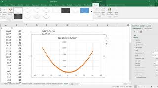 Plotting Quadratic Graph of X and Y with MS excel (Basic)