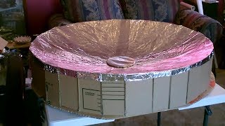 My Homemade Solar Parabolic Dish! - (Updated!) - for faster cooking! - DIY Solar Cooker! (only $7)