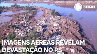 Imagens aéreas revelam devastação após enchentes no RS