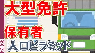 大型免許の保有者人口ピラミッド 2001-2023／運転免許統計