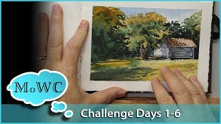 Painting Sketchbook Tour, First 6 Days – 30x30 Direct Watercolor Challenge + Speed Painting