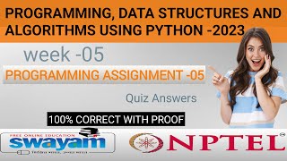 Programming, Data Structures And Algorithms Using Python | NPTEL WEEK 05 Programming Answers 2023